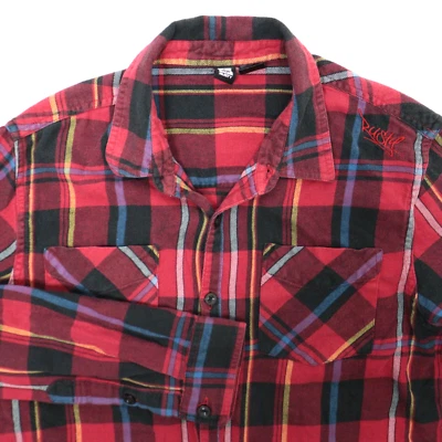 Vintage Rusty Button Shirt Flannel Mens Medium Grunge 90s Surf Red Plaid Skate - Image 1 of 4