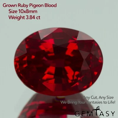 Cut stone - Ruby Pigeon blood Czochralski (Pulled) lab grown, 10x8mm 3.74-3.8ct - Image 1 of 4