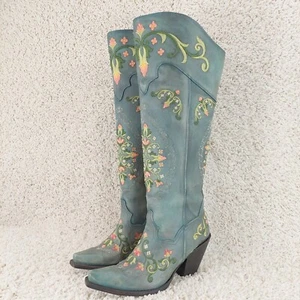 Botas occidentales Dan Post Flower Child para mujer 10 M, hasta la rodilla, cuero, bordadas - Imagen 1 de 16