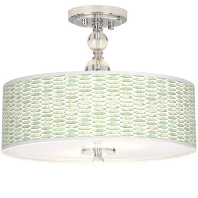 Luz de techo semi-enjuagada de 16" de ancho Oval Tempo Giclee Foto 1 de 4