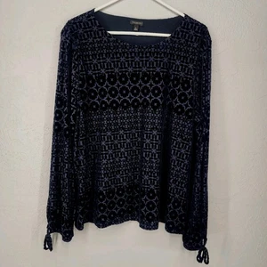 Boho Velvet Moody Whimsy Damask Balloon Sleeve Top Talbots Size XL - Picture 1 of 5