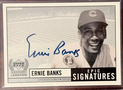 1999 Upper Deck Century Legends Ernie Banks Epic Signatures Auto Autograph RIP  - Image 1 of 2