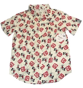 NWT Disney Parks Forever Junk Food Retro Mickey Mouse Button Up Shirt Youth XL - Picture 1 of 3