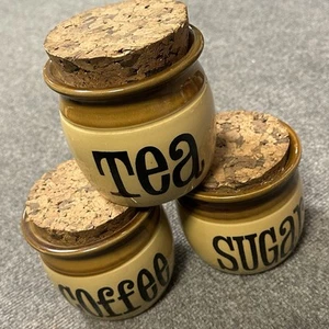 TG GREEN TEA COFFEE SUGAR CERAMIC JARS LIDDED - Picture 1 of 3