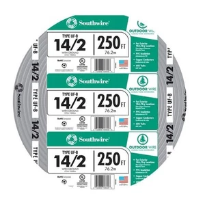250 piedi 14/2 grigio solido CU UF-B con filo G - Foto 1 di 3