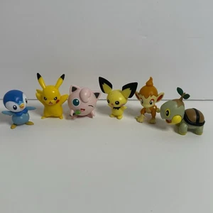 Pokémon Battle Figur Set 6 Playset Piplup Jigglypuff Pichu Chimchar Turtwig - Bild 1 von 9