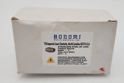 BONOMI S800-1 Check Valve: Swing, Inline Valve Body, 1 in , FNPT x FNPT, 316 SS - Image 1 of 3