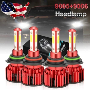 4-Sides 9005 + 9006 Combo LED Headlight Kit High Low Beam Bulbs 6000K Cool White - Picture 1 of 11
