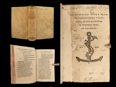 1523 1st ALDINE ed Claudian Classical Roman Poetry ROME Mythology Gothic Wars - Image 1 of 4