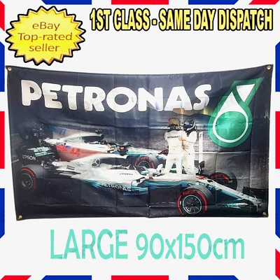 Mercedes F1 Flag Large 3x5ft Lewis Hamilton Petronas Formula 1 Flag Banner Sign