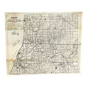 Vintage Manistee County, Michigan Angeln und Autobahn Karte 16,5" x 14" - Bild 1 von 10