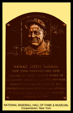 Cooperstown HOF Plaque Postcard Lou Gehrig New York Yankees Mint