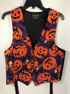 Capelli Designs Vintage Pumpkin Halloween Vest Pumpkin Owls Bats USA Medium - Picture 1 of 19