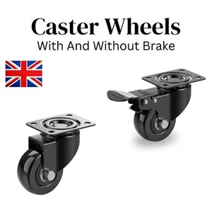 4x Heavy Duty Swivel Castor Wheels Trolley Furniture Caster Rubber 200kg 50mm - Picture 1 of 13