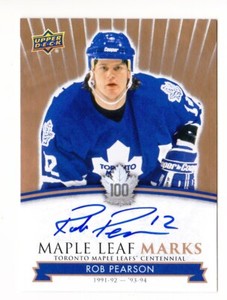 2017 Toronto Maple Leafs Centennial Rob Pearson Auto Marks Autograph 17-18