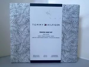 Tommy Hilfiger 100% Cotton Queen 4 Piece Sheet Set Palm Print Nautical NEW - Picture 1 of 4