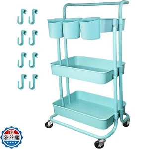 Piowio 3 Tier Utility Rolling Cart Multifunction Organizer Shelf Storage Cart - Picture 1 of 5