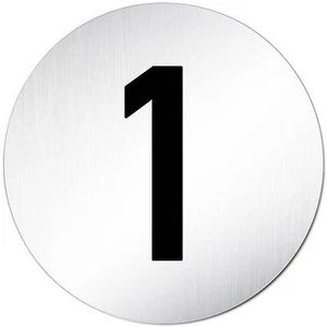 Aluminium Schild 10 cm Ø "1" • Türschild Tür Ziffer Alu Zahl Eins Nummer rund - Picture 1 of 4