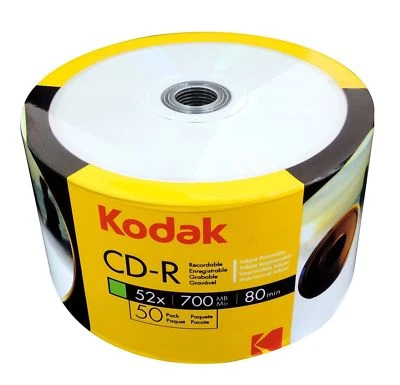 50 Kodak Blank 52X CD-R CDR White Inkjet Hub Printable 700MB Media Disc  - Image 1 of 4