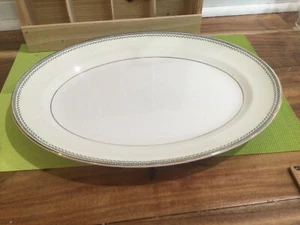 Vtg Pope Gosser China Oval Serving Platter 15" Arvilla Black Gold Trim Farmhouse - Picture 1 of 10