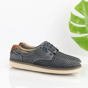 Johnston Murphy Mens McGuffey Casual Shoe Size 10.5 M Blue Leather Woven Plain - Picture 1 of 14