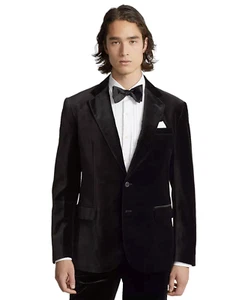 Polo Ralph Lauren Black Modern Fit Velvet Sportcoat Blazer Jacket New - Picture 1 of 4