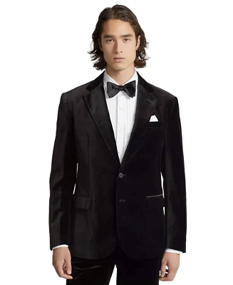 Abrigo Blazer Chaqueta Polo Ralph Lauren Negro Calce Moderno Terciopelo Deportivo Nuevo Foto 1 de 4