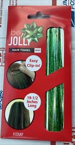 Hair Glitter Tinsel Kit-Pack Of 6 Hair Tinsels Clips-19.5 Inch -Green  (NEW) - Picture 1 of 2