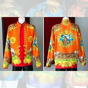 GIANNI VERSACE silk shirt Indian Summer print size 54 from S/S 1993 Miami series - Picture 1 of 18