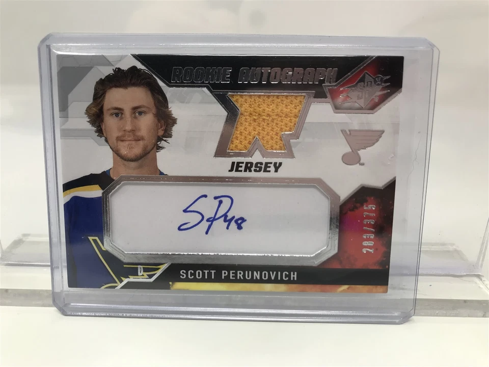 Scott Perunovich 2021-22 Upper Deck SPx Hockey Rookie Autograph Jersey /375 - Image 1 of 2
