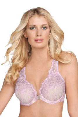 ❤️Amoureuse 粉色刺绣前闭 44DD 钢圈文胸全新带标签 — 第 1/4 张图片