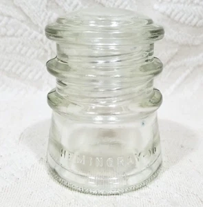 VINTAGE HEMINGRAY CLEAR GLASS INSULATOR 3 RINGS #10 SM. CHIPPED U.S.A 3”x 2 1/2" - Picture 1 of 11
