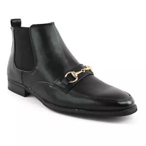 Botas Chelsea de Cuero Negro para Hombre con Hebilla de Oro con Cremallera Lateral Cierre DE AZARMAN - Imagen 1 de 5