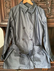 Giacca blazer trench Jones New York grande blu tutte le stagioni lunga con cintura - Foto 1 di 7