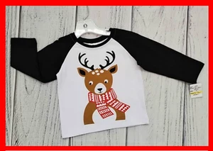 NWOT BOYS CHRISTMAS BOUTIQUE REINDER RAGLAN SHIRT - 2T, 4T& 5T - Picture 1 of 2