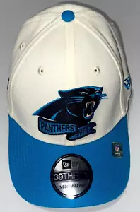 NWT New Era 39THIRTY NFL Carolina Panthers Sideline Fitted Hat Cream Blue Sz M/L - Picture 1 of 7
