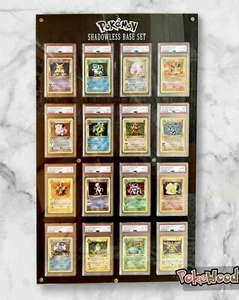 Pokemon Teca Cornice LEGNO NERO Quadro espositore Display Card BGS PSA GRAAD - Imagen 1 de 16