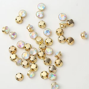 10PCS 7MM CRYSTAL AB SEW ON JEWELS GEMS BEADS WEDDING COSTUMES CRAFT - Picture 1 of 2