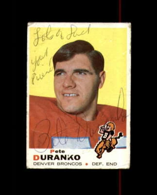 Pete Duranko Hand Signed 1969 Topps Denver Broncos Autographed - Image 1 of 2