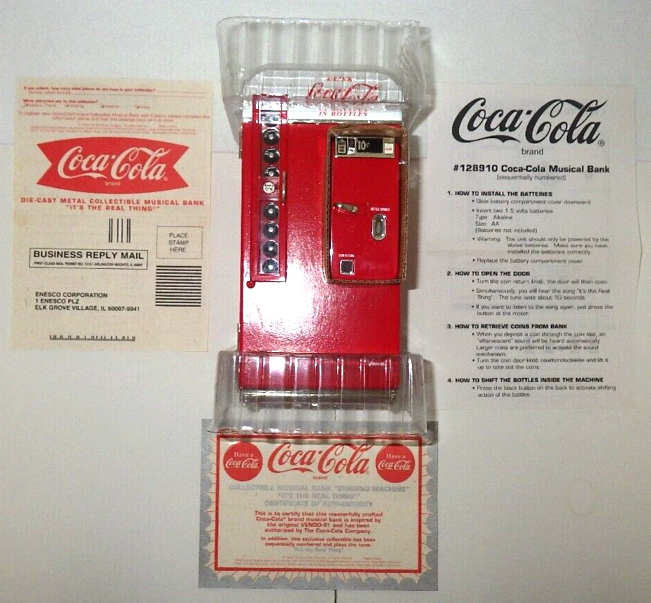 Coca Cola Vending Machine Musical Bank Vendo 1994 Working Coke D4