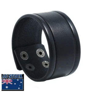 Men Punk Wide 3.7cm Leather Belt Wristband Bangle Cuff Bracelet Adjustable 23cm - Picture 1 of 8