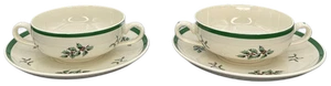 Spode Árbol de Navidad Crema Sopa Cuenco Plano y Platillo Inglaterra De Colección Juego de 2 - Imagen 1 de 5