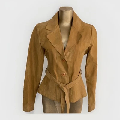 Chaqueta Wilson’s Leather Maxima para mujer vintage de cuero tostado miel con cinturón talla S Foto 1 de 4