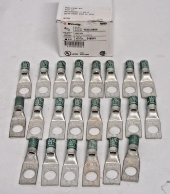 BOX OF 22 BURNDY YA1CL6-BOX HYLUG 1 AWG 1/2" Hole Compression Lug - Image 1 of 4