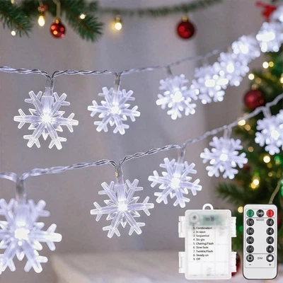 Christmas Decorations Lights, 8 Modes Timer with Remote 33 Ft 100 LED Battery... - Image 1 of 4