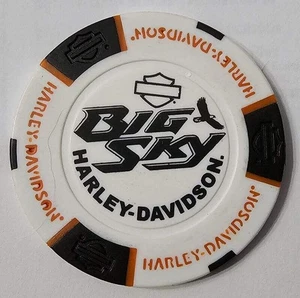 Ficha de póker Big Sky Harley-Davidson Great Falls MT blanca/negra - Imagen 1 de 2