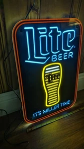 Miller Lite Bier leeren Glas Bewegungsanzeige LED beleuchtetes Schild 18"x12" - Bild 1 von 10