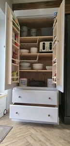 ❤ LARDER KITCHEN PANTRY CUPBOARD WITH SPICE RACKS, DRAWERS PINE ❤ - Picture 1 of 12