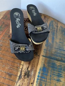 FLOGG - Nikita Rhinestone Platform Leather Upper Slide Sandals- Sz 8 - Picture 1 of 8