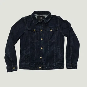 G-Star denim jacket men's size Medium trucker navy blue denim 100% cotton - Picture 1 of 16